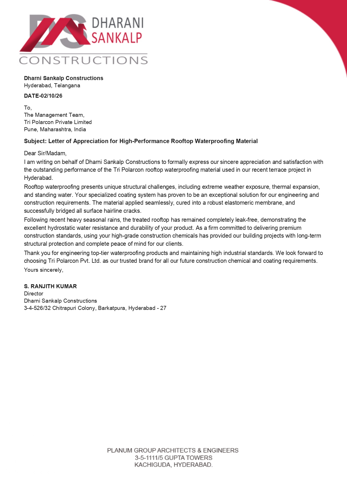 Appreciation Letter ab234
